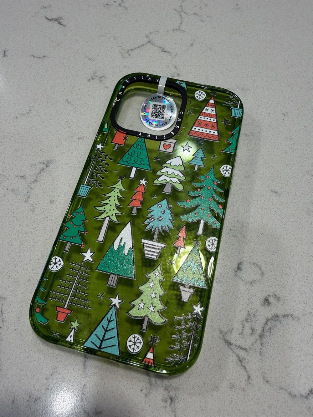 Casetify Green Holiday Tree Pattern Phone Case iPhone 14 Pro Max